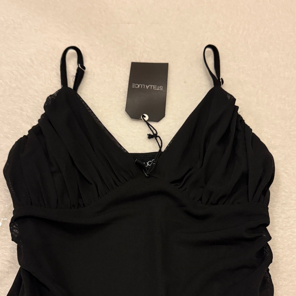 Stella Luce Black Mesh Sleeveless Bodysuit